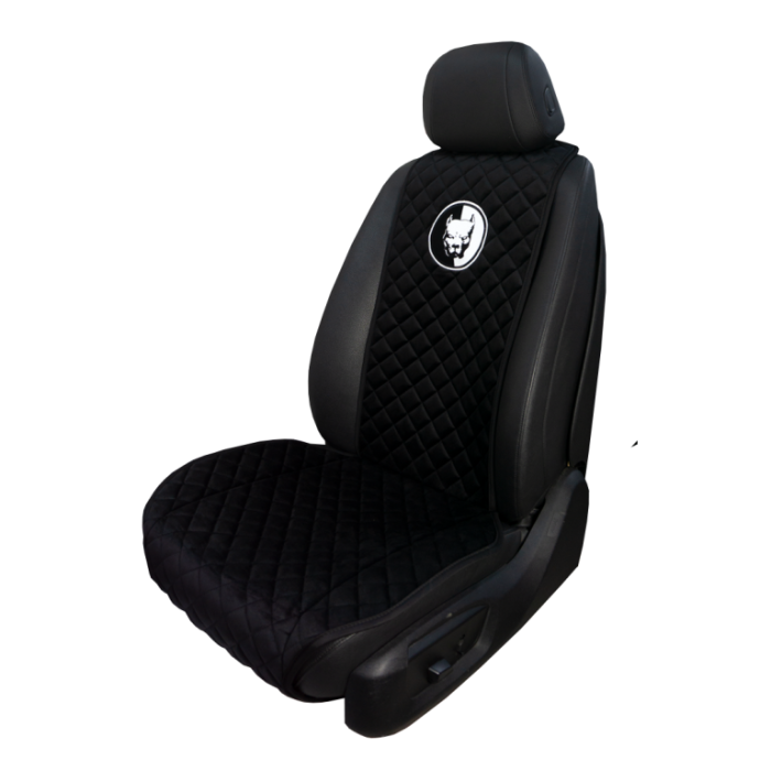 Накидки на сидения Накидка на переднее сиденье с вышивкой Питбуль (Черная)